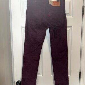 NWT Levi's 511 Slim-Fit Corduroy Burgundy /maroon Pants 32x30 Stretch